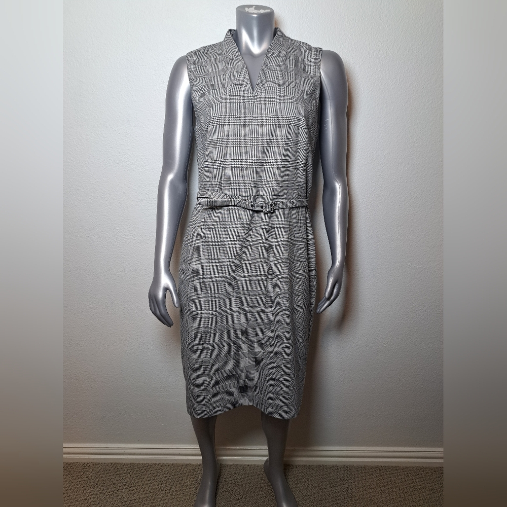 Elegant Gray Plaid Women's Dress